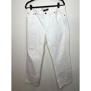 Ralph Lauren Jeans Womens 14 Pants White Stretch Denim Classic Straight 38X28‎